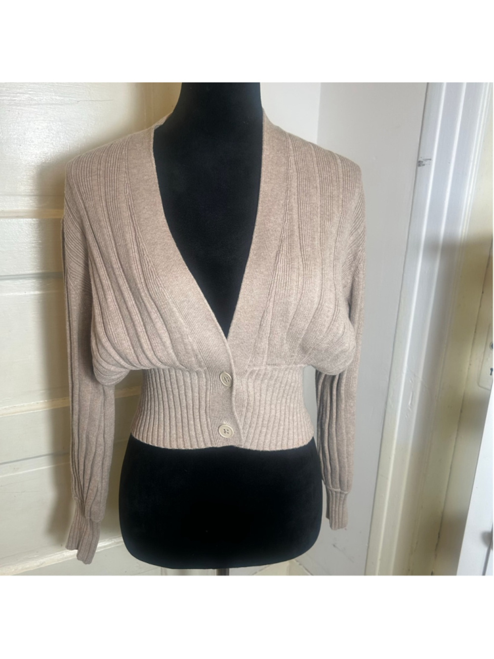 Wilfred Merino Wool Blend Ribbed Cardigan Cosy Fall Coquette Ballet Romantic